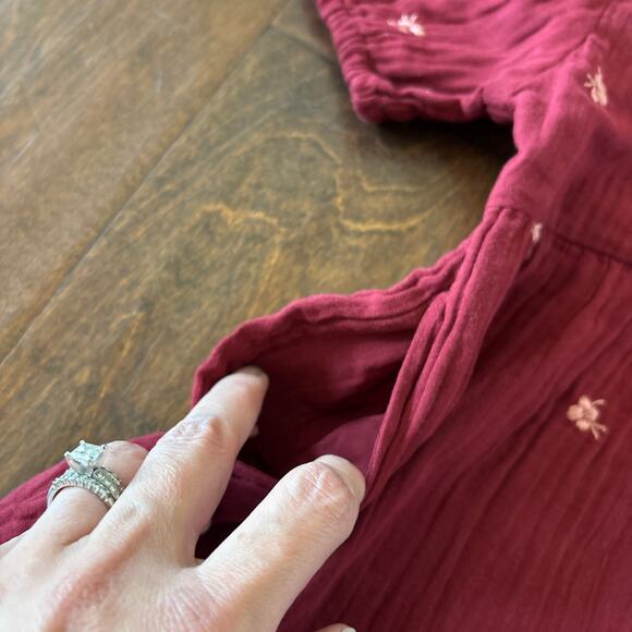 Cat and Jack Girls 5T Dress Red Floral Embroidered Gauzy Short Sleeve NEW - Picture 5 of 9